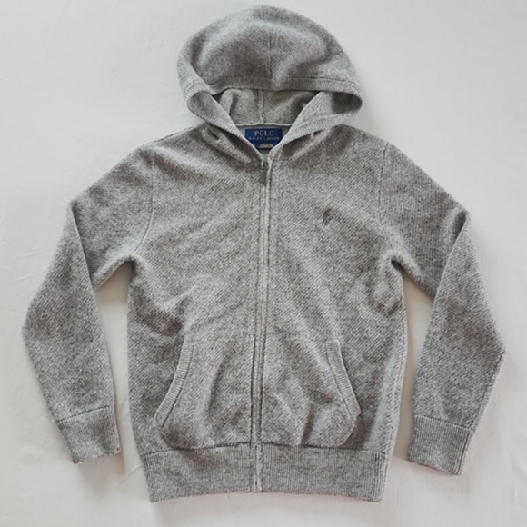 RALPH LAUREN POLO CASHMERE FZ HOODIE KIDS GREY - Picture 5 of 10